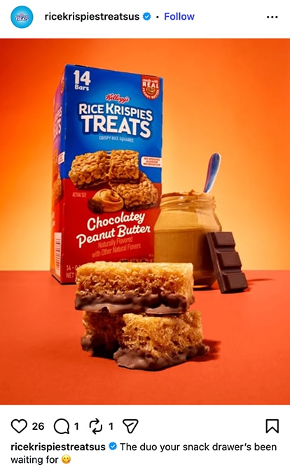 Rice Krispies Treats Chocolatey Peanut Butter treats with packaging.