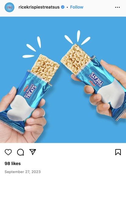 2 rice krispies treats pointed towards each other half opened